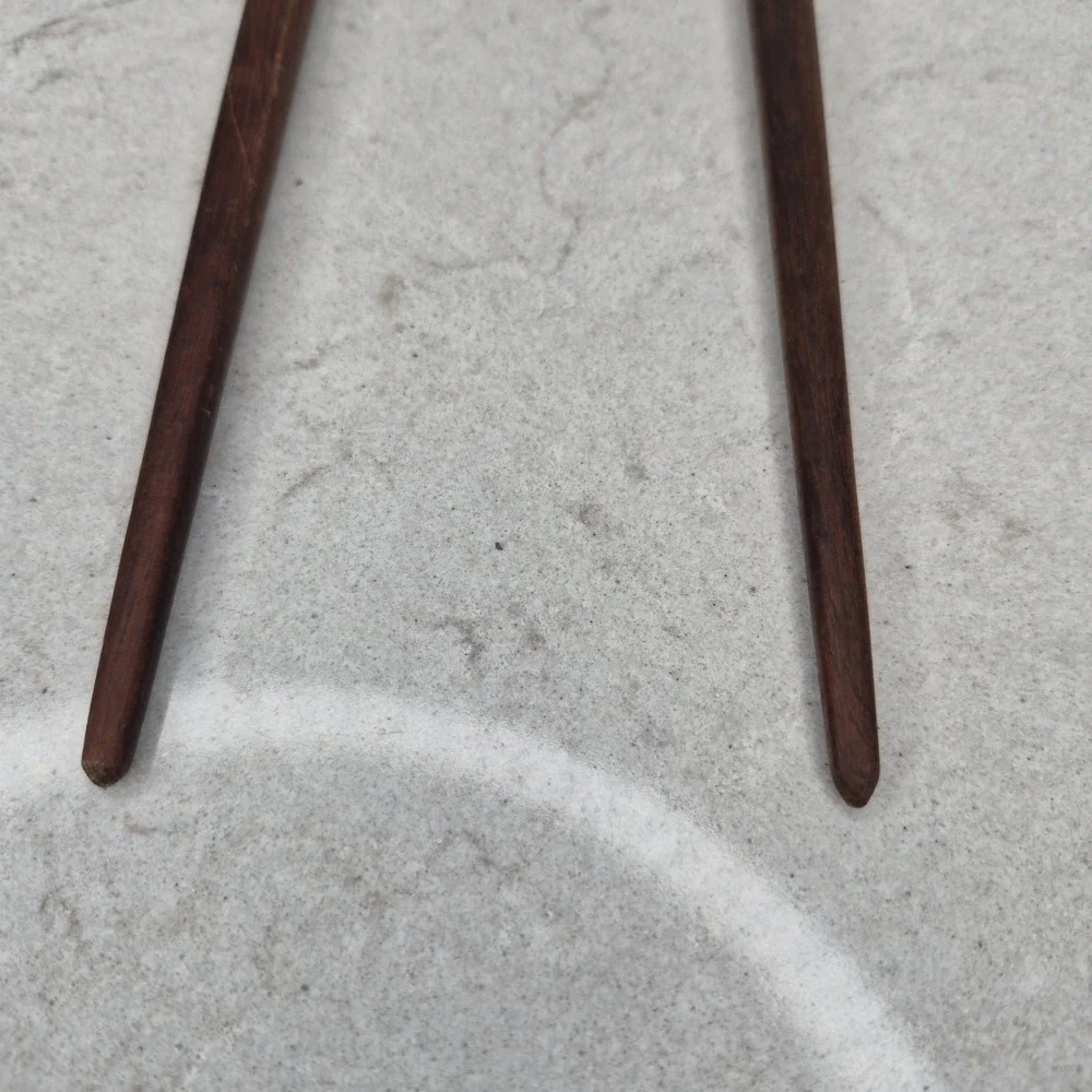 Vintage NEVCO Stainless Steel Japanese Teak Wood‎ Spoon & Fork Salad Serving Set